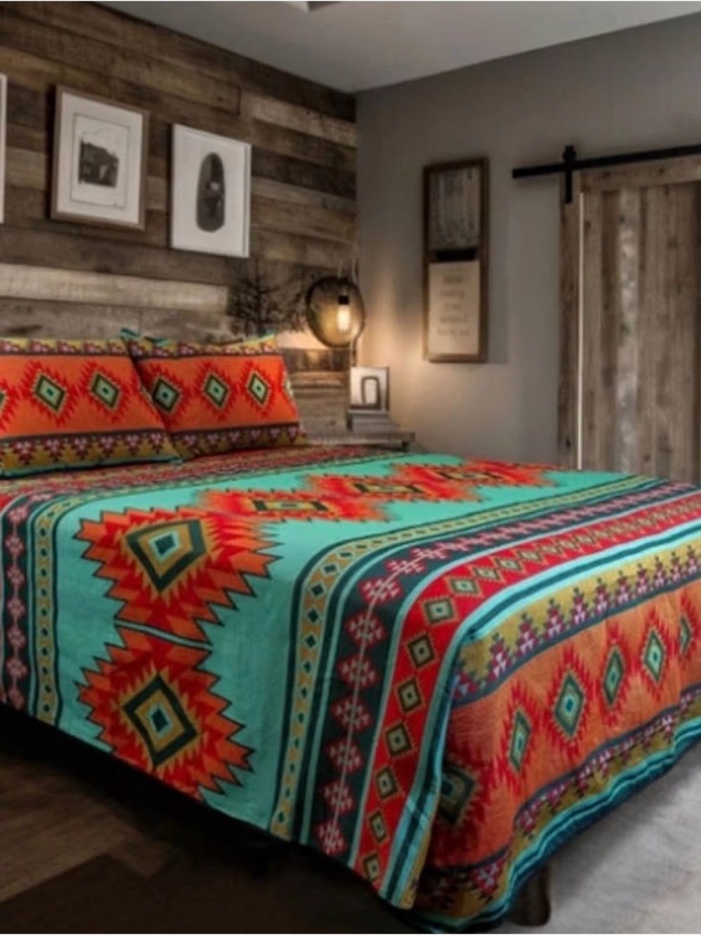 Kinara Los Pinos King Southwestern Aztec Tribal Bedspread Set Western Bedding 3P